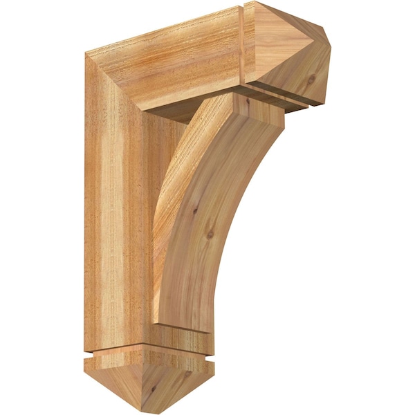 Ekena Millwork Thorton Arts and Crafts Rough Sawn Bracket w/ Offset Brace, Western Red Cedar, 8"W x 20"D x 28"H BKT0806X20X28THR03RWR - main